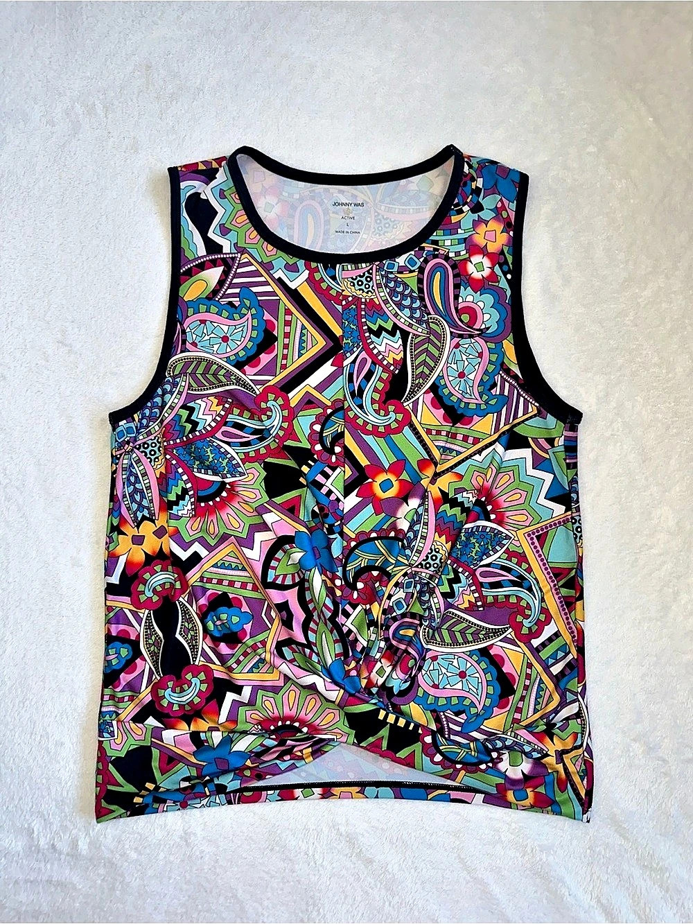 Womens Johnny Was Active Tank Top Size Large L Multi psychedelic